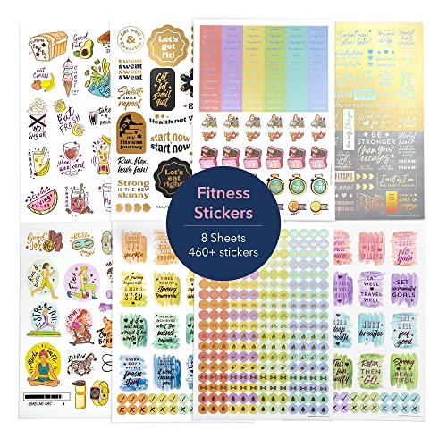Navy Peony Fitness and Workout Stickers (460+ pcs, 8 Sheets) — for Planners, Journals