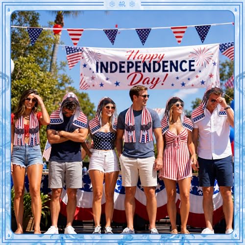 6 Pcs Cooling Hoodie Towel American Flag Ice Cooling Towels Eagle Cool Face Neck Towel Cool Rags for Sports Sun Protection Sweat Lasting Reusable Gym Camping Outdoor Cycling Hiking Running