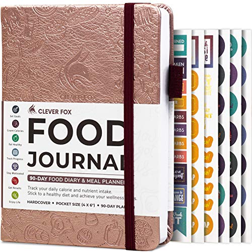 Clever Fox Food Journal Pocket - Daily Food Diary, Meal Planner to Track Calories & Nutrients, Weight Loss Tracker Notebook, 4x5.5” (Rose Gold) - color: Rose Gold, size: Pocket (4.0'' x 5.5'')