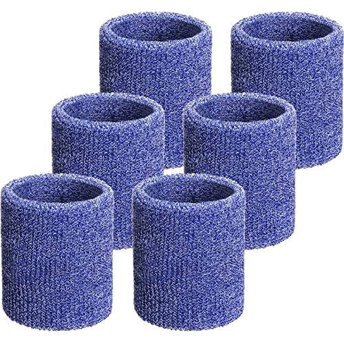 Willbond Wrist Sweatbands, Sports Sweatbands for Competition, Sweat Absorbent, for Basketball, Tennis, Football, Running and Work (Pack of 6) - color: Blue and White