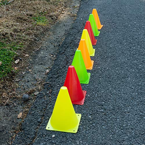 Super Z Outlet 7.5" Bright Neon Colored Orange, Yellow, Red, Green Cones Sports Equipment for Fitness Training, Traffic Safety Practice (24 Pack)