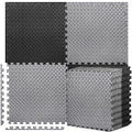BEAUTYOVO Puzzle Exercise Mat with 12/24/48 Tiles Interlocking Foam Gym Mats, 24'' x 24'' EVA Foam Floor Tiles, Protective Flooring Mats for Gym Equipment - color: 48 Sq.ft/12 Tiles - Black & Gray