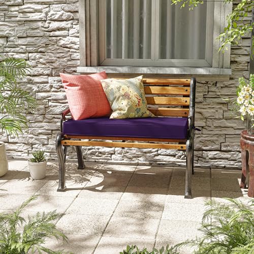 Premium Outdoor Bench Cushions for Patio Furniture 3.5inches Memory Foam Bench Cushion Waterproof Fade Resistant Porch Swing Cushions with Straps 36×18 Inch Purple - color: Purple, size: 36'' x 18'' x 3.5''