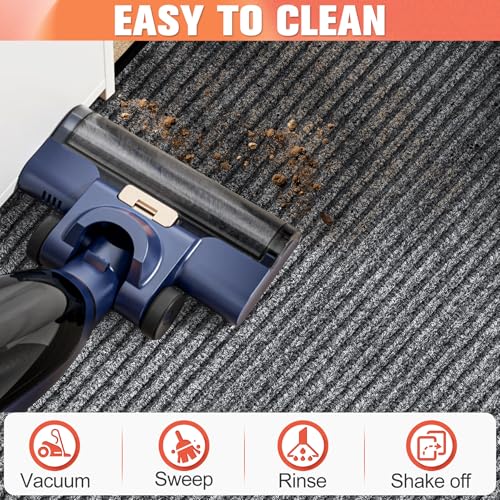 MYFAMIREA Commercial Floor Mat 3' x 5' Extra Large Front Door Industrial Rug Heavy Duty Brush Step Entrance Mat Weather Utility Rug with Non Slip Rubber Backing Low Profile for Entryway, Charcoal Grey - size: 3 x 5 Feet