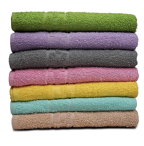 ZUPERIA 7-Pack Bath Towels - 30" x 54" - Ultra Soft 100% Cotton Large Bath Towels- Highly Absorbent for Bathroom, Pool, Gym, Spa, and Hotel Use (Colors Variety) - color: Multicolor