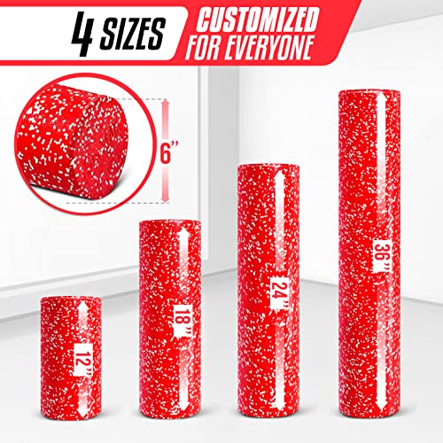Yes4All High-Density EPP Round Back Roller Foam, Exercise Foam Roller for Yoga, & Pilates, Multiple Sizes and Colours, Red Snow - 24 inches - color: Red Snow, size: 24-inch (Pack of 1)
