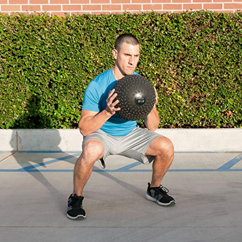 ProsourceFit Slam Medicine Balls 5, 10, 15, 20, 25, 30, 50lbs Smooth and Tread Textured Grip Dead Weight Balls for Strength and Conditioning Exercises, Cardio and Core Workouts - color: Tread - Black, size: 50 LB