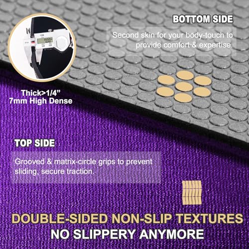 GXMMAT Extra Large Exercise Mat 16'x6'/12'x6'/10'x6'/8'x6'(7mm), Extra Wide Workout Mats for Home Gym Flooring, Non-Slip Thick Durable Cardio Mat for MMA,Plyo,Jump Rope,Weights,Fitness,Shoe-Friendly - color: Purple Grey, size: 6*8 FT