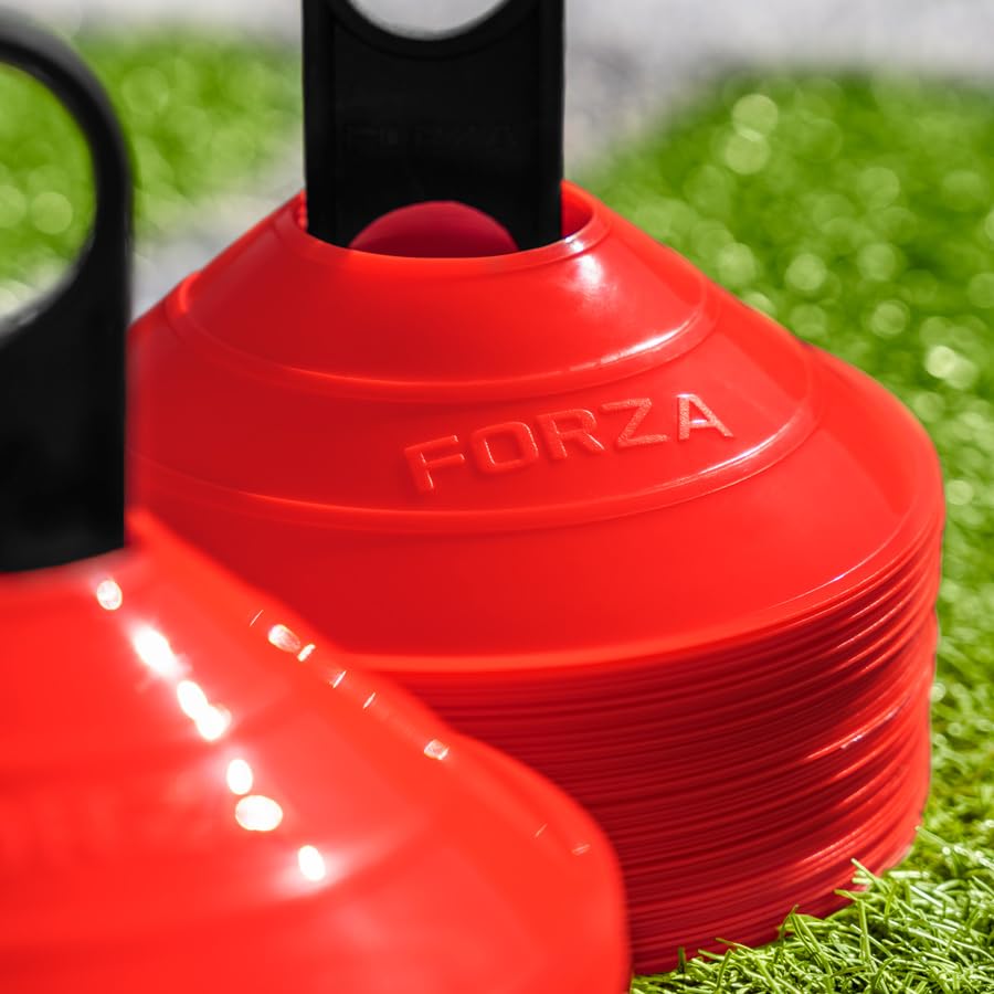 FORZA Multi-Sport Training Marker Cones | Pack of 50 or 1000 Soccer Cones in 8 Vibrant Colors - Durable Construction, Portability and Convenient Storage with Holder - color: Red, size: Pack of 1000