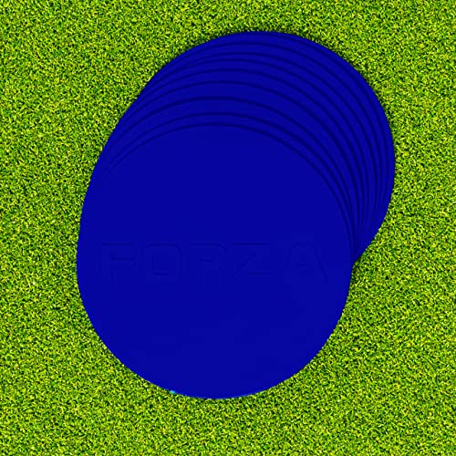 FORZA Flat Disc Markers | Brightly Colored Training Markers for Soccer & Outdoor Play – Available in Mini (Set of 20) or Standard (Set of 10) - color: Blue, style: Standard (7in)