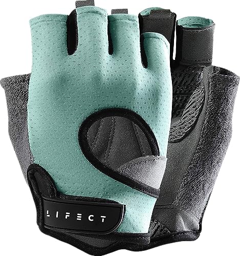 LIFECT Freedom Workout Gloves, Knuckle Weight Lifting Shorty Fingerless Gloves with Curved Open Back, for Powerlifting, Gym, Women and Men - color: Aqua, size: X-Large