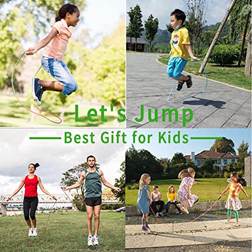 EGOSKY Jump Rope Kids, 7.2ft Children Adjustable Cotton Skipping Rope with Wooden Handle for Boys Girls Fitness Outdoor Activity - color: Green