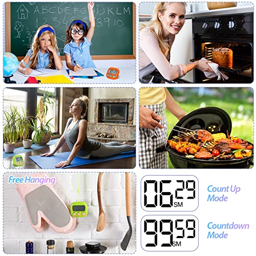 Weewooday 24 Pcs Small Digital Kitchen Timer Magnetic Back and Switch Minute Second Count up Countdown Big LCD Display Loud Alarm for Teacher Cooking Baking (Colorful) - color: Colorful