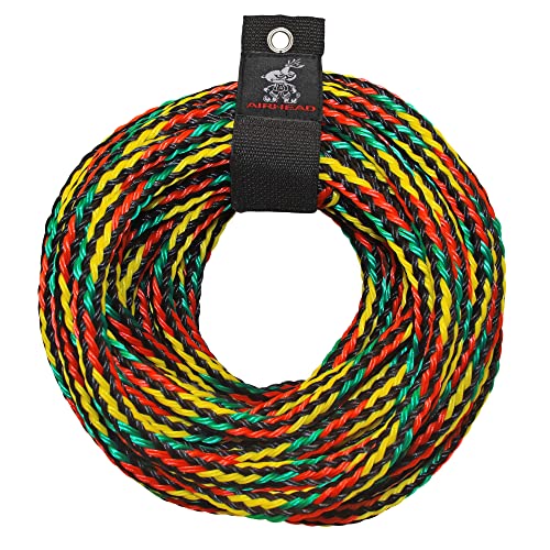 Airhead 1-6 Person Tow Rope for Towable Tubes, Heavy Duty Boat Towline for Tubing, UV Resistant 16 Strand Polypropylene with Rope Keeper, up to 6,000 lb Break Strength - size: 4 Person