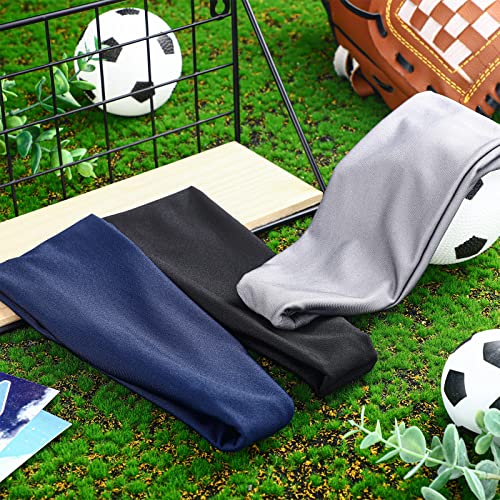 Deekin 6 Pcs Sweatbands for Kids Soccer Headbands Boys for Sports Breathable Sweat Wicking Headband for Kids Athletic Baseball Football Youth 5-15 Years Old - color: Black, Dark Gray, Navy Blue