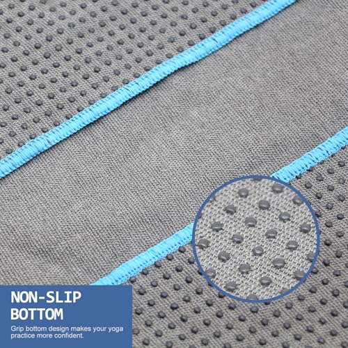 Eunzel 2 Pack Hot Yoga Towel with Grip Dot, Non Slip Yoga Mat Towe Sweat Absorbent Towel for Hot Yoga,Bikram, Pilates and Fitness 72" x 24", Grey - color: Grey