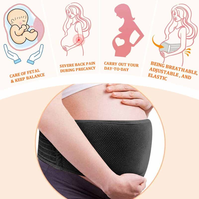 Belly Band for Pregnancy Maternity Belt Pregnancy Support Belt Bump Band Abdominal Brace Belt - Relieve Lower Back, Pelvic and Hip Pain (Black/Plus size) | Belly band eases back pelvic pain. Breathable, adjustable, secure Velcro, durable, great value(Blac