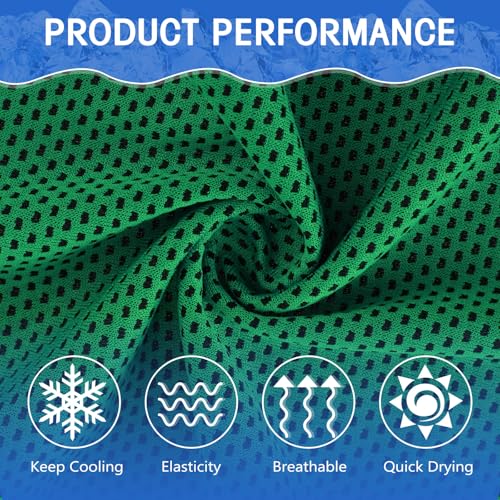 Hosuly 30 Pack Cooling Towels, 40"x12" Ice Breathable Soft Chilly Sweat Rag Microfiber Workout Rags for Gym Cooling Towels for Neck and Face for Yoga Golf Sport Running - color: Green