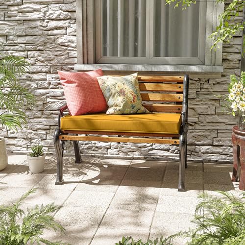 Premium Outdoor Bench Cushions for Patio Furniture 3.5inches Memory Foam Bench Cushion Waterproof Fade Resistant Porch Swing Cushions with Straps 36×18 Inch Yellow - color: Yellow, size: 36'' x 18'' x 3.5''