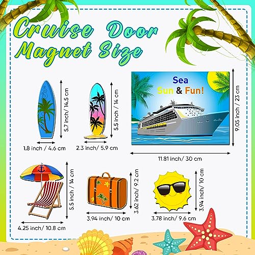 Kanayu 6 Pcs Sun Cruise Door Decorations Magnetic Large Ship Decorations Magnets Anchor Cruise Decor Car Fridge Magnet Decal for Carnival Stateroom Door - style: Sun
