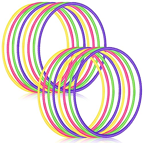 Sratte 12 Pcs Toy Hoop for Kid Detachable Adjustable Toy Hoop Colored Hoop Exercise Ring Plastic Circle for Kid Teen Gymnastics Dog Agility Equipment, Require Self Assembly(Simple Colors, 24 Inch) - color: Simple Colors, size: 24 Inch