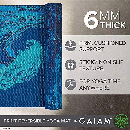 Gaiam Yoga Mat - Premium Print Reversible Extra Thick Non Slip Exercise & Fitness Mat for All Types of Yoga, Pilates & Floor Workouts - color: Peaceful Waters