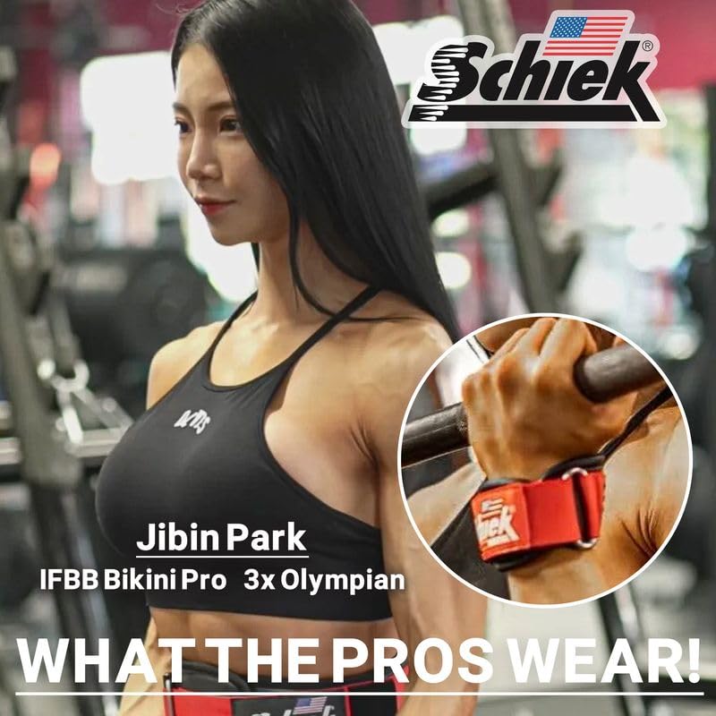Schiek Sports Model 1907 Platinum Edition Ultimate Grips - 3 in 1 Weight Lifting Straps Wrist Wraps and Grip Pads - color: Red, size: XL