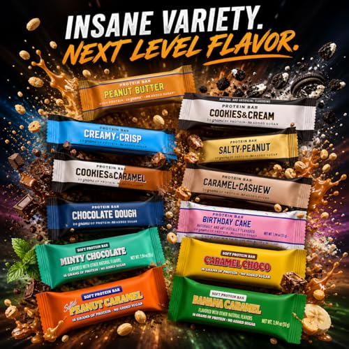 BarebeIIs Protein Bar Variety Pack Sampler, Protein Snacks with 20g of High Protein (12 Pack)