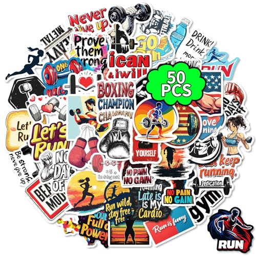 50PCS Fitness Stickers Aesthetic PET Transparent Stickers Workout Decals Waterproof Decorative Decals for Scrapbook DIY Crafts Album Bullet Journal Planner Water Bottles Phone Cases Laptops - color: Fitness