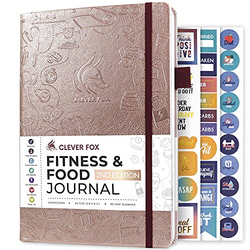 Clever Fox Fitness & Food Journal – Nutrition & Workout Planner for Women & Men – Diet & Gym Exercise Log Book with Calendars, Diet & Training Trackers - Undated, A5 Size, Hardcover (Rose Gold) - color: Rose Gold, size: A5 (5.8'' x 8.3'')