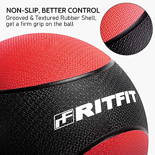 RitFit Weighted Medicine Ball - Non-Slip Rubber Shell & Dual Texture Grip - Workout Exercise Ball for Core Strength, Balance Training, Coordination Fitness - Multiple Weights & Colors - size: 12lb