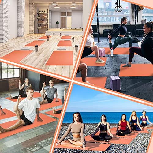 Amylove 12 Pieces Yoga Mats Bulk 68x24x0.12 Inch Exercise Non Slip Fitness Workout Mats for Women Men Home Workout Gym Yoga - color: Orange