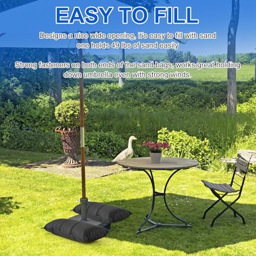 Umbrella Base Weight Sandbags, Outdoor Fillable Straight Sand Bags, Weatherproof Patio Furniture Weight for 49 LB (Without Sand)-2PC