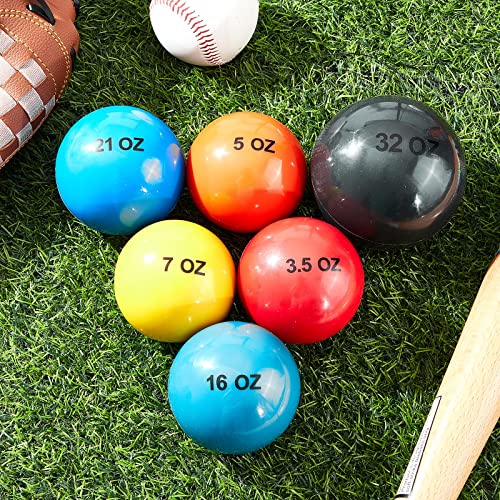 Hungdao 6 Pcs Weighted Plyo Training Balls Variable Plyo Weighted Balls Practice Weighted Baseball Weighted Ball Set for Throwing Pitching Power Improving Accessories, 6 Colors - size: 3.5 to 32 Oz