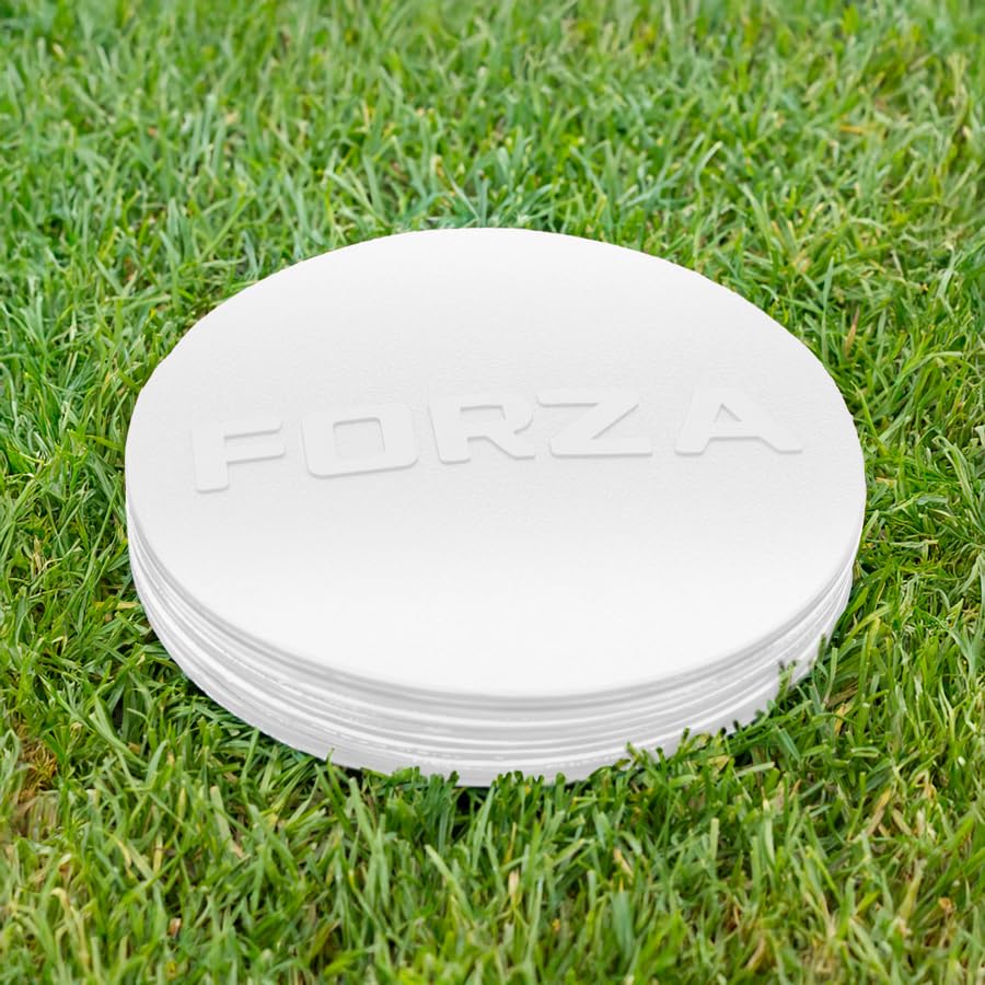 FORZA Flat Disc Markers | Brightly Colored Training Markers for Soccer & Outdoor Play – Available in Mini (Set of 20) or Standard (Set of 10) - color: White, style: Mini (3.5in)