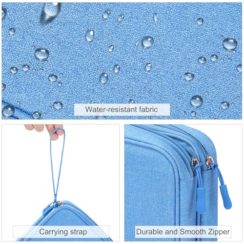 FYY Electronic Organizer, Travel Tech Pouch Bag, Extra Large, Cyan | Wrist Strap, Waterproof, Double Layers Electronics Travel Case for iPad, Cord, Laptop Charger, Daily and Business Trips Use - color: Cyan, size: Extra Large