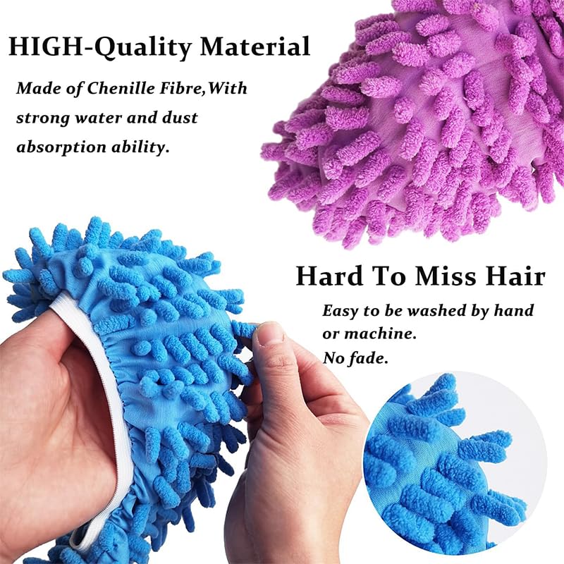 Mop Slippers Reusable Microfiber Cleaning Slippers for Floors, Multi-Function Washable Mop Slippers for Home, Kitchen & Bathroom, Purple(1 Pair)