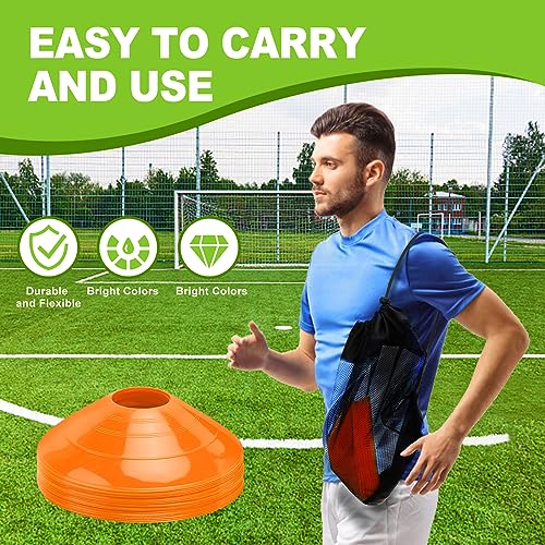 Ashsajkd(Set of 25/50/100 - Agility Soccer Cones with Carry Bag and for ， Football Cones for TrainingFootball, Basketball, Coaching, Agility Cones for Indoor and Outdoor Games - color: D-25 Pack orange