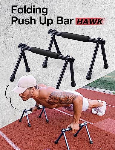 Push Up Bar – Folding Dip Bar for Home Workout, Lightweight & Portable Strength Training Equipment for Men & Women, Indoor & Outdoor Use (Hawk) - color: Hawk Black
