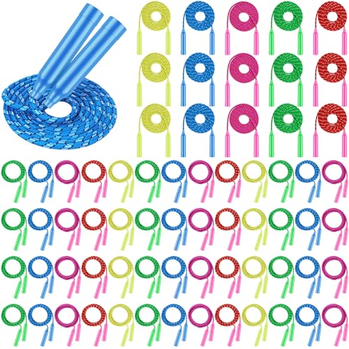 Aneco Colorful Jump Rope Bulk Exercise Equipment 7.2 Feet Nylon Jump Rope Colored Rope for Outdoor Fun Exercise Fitness Activity Party Favors
