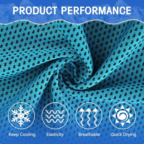 Hosuly 100 Pack Cooling Towels, 40"x12" Cooling Towels for Neck and Face Breathable Soft Chilly Sweat Rag Microfiber Sport Rags for Gym Yoga Golf Running - color: Water Blue