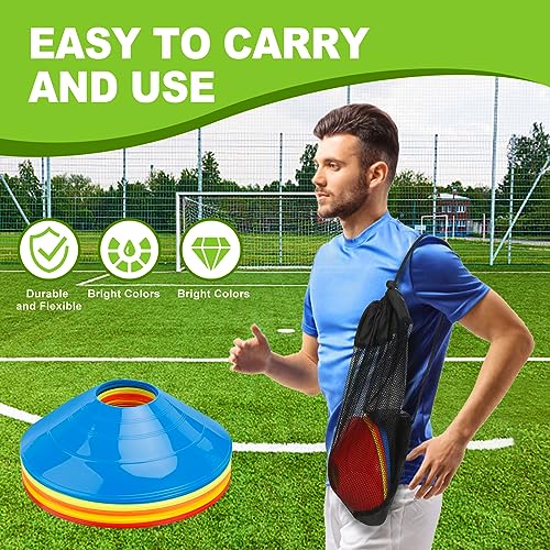 Ashsajkd(Set of 25/50/100 - Agility Soccer Cones with Carry Bag and for ， Football Cones for TrainingFootball, Basketball, Coaching, Agility Cones for Indoor and Outdoor Games - color: E-25 Pack multicolor