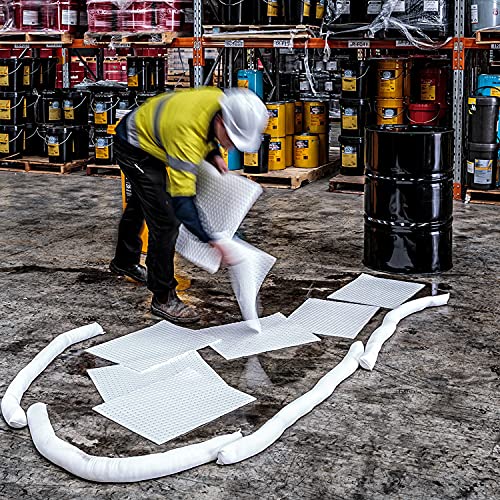 ATERET Oil Mat I Lightweight Oil Only Absorbent Pad I 15" x 18" I 200 Oil Absorbing Pads I White