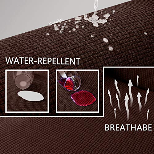 Granbest Premium Water Repellent Wingback Chair Cover 2-Piece High Stretch Jacquard Fabric Wing Back Chair Slipcovers (Wing Chair Cover, Chocolate) - color: Chocolate