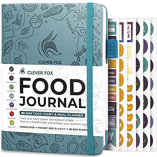 Clever Fox Food Journal Pocket - Daily Food Diary, Meal Planner to Track Calories & Nutrients, Weight Loss Tracker Notebook, 4x5.5” (Aquamarine) - color: Aquamarine, size: Pocket (4.0'' x 5.5'')