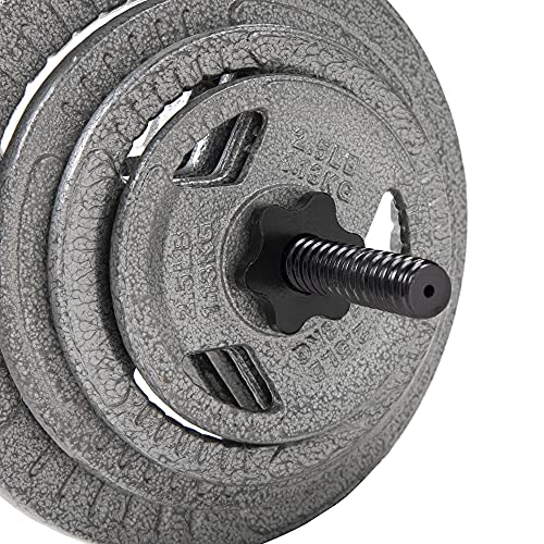 Signature Fitness Standard Threaded Curl Barbell Curl Bar with Collars, 48 inch, Black