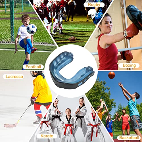 2Pack Football Mouth Guard with Strap, Soft Youth Mouth Guard Professional Sports Mouthguard for Boxing, Hockey, Basketball, MMA, Lacrosse, Rugby and Jujitsu (Blue)