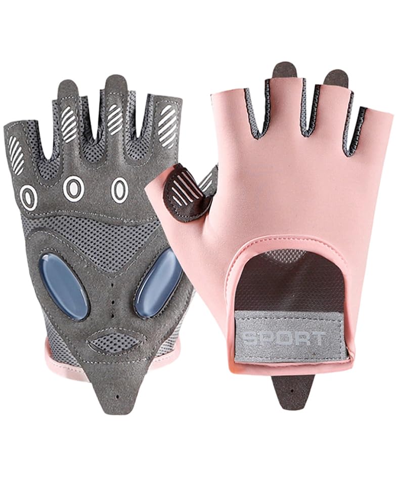 FGSS Workout Gloves for Men Women Exercise Gloves for Weight Lifting Fitness Cycling Gym Training with Grip Cushion Pads - color: Pink