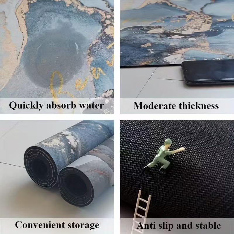 Anti-Slip Diatom Mud Bathroom Floor Mat, 3.7Mm Thick, Non-Slip Quick-Dry Foot Mat, Suitable for Kitchen Sink, Bathroom Dry Area, Laundry Room Corridor(15.74 * 47.24inches)