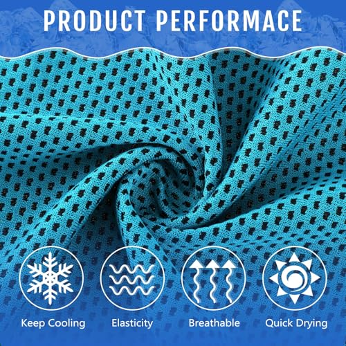 Hosuly 30 Pack Cooling Towels, 40"x12" Ice Breathable Soft Chilly Sweat Rag Microfiber Workout Rags for Gym Cooling Towels for Neck and Face for Yoga Golf Sport Running - color: Aqua Blue